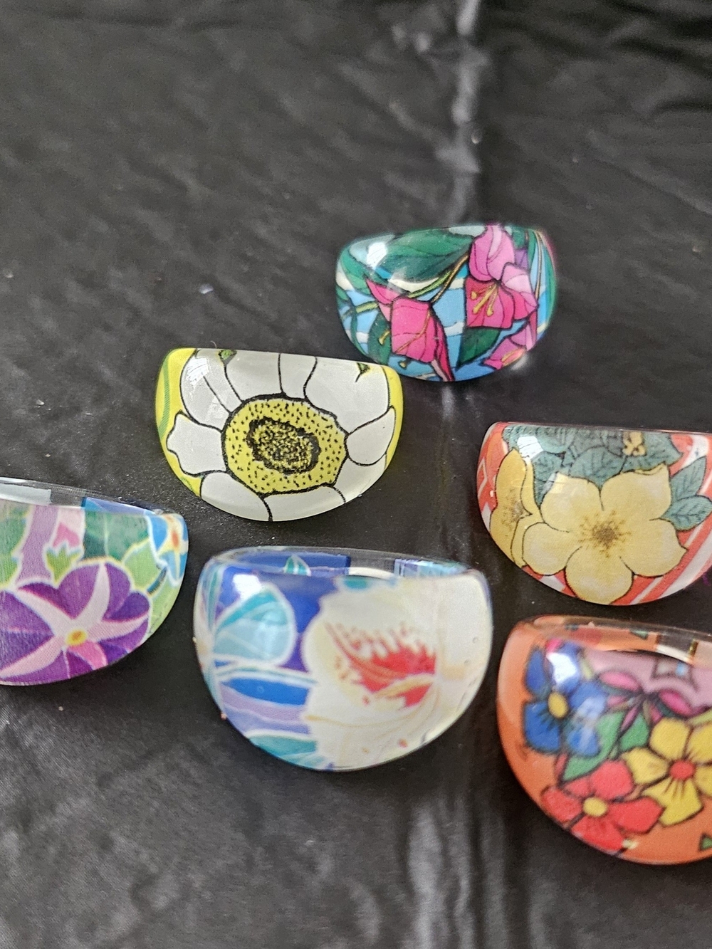 Handcrafted Multicolor Floral Dome Ring - Women Accessories